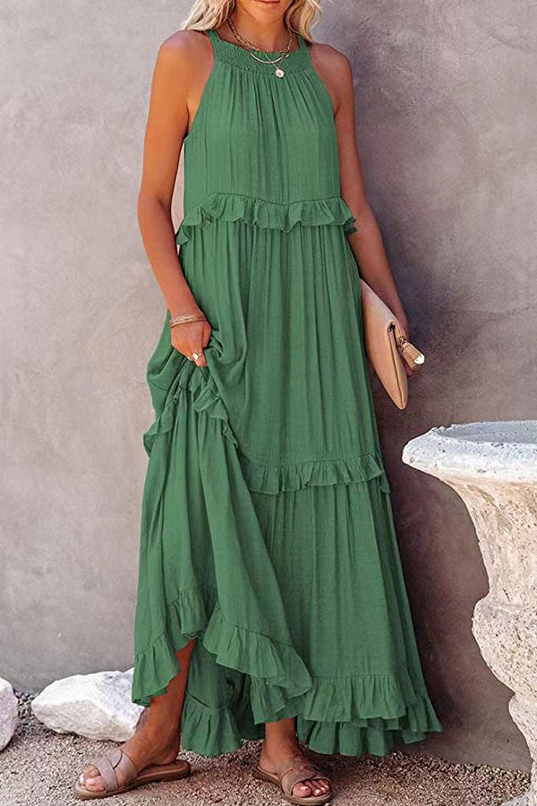 Irregular cake skirt sleeveless long mop skirt