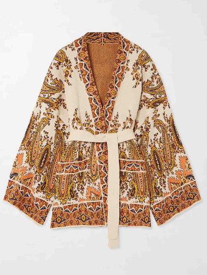 Retro Colorful Paisley Pattern Sweater Jacket