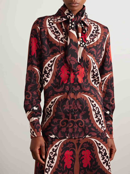 Retro Collar Printed Shirt