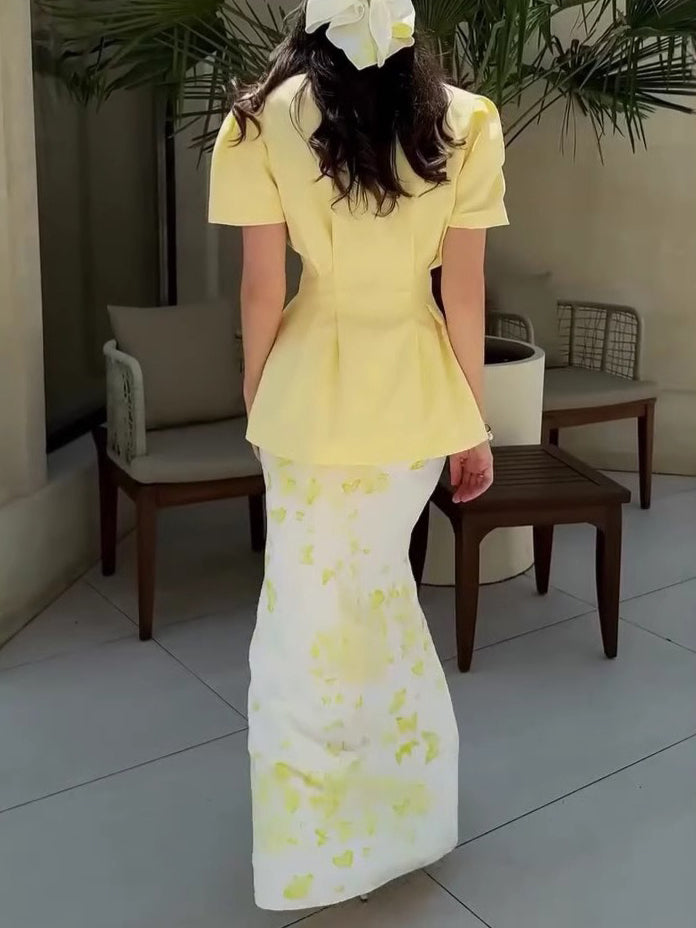 Elegant Dreamy Butterfly Print Fishtail Skirt