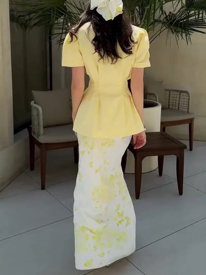 Elegant Dreamy Butterfly Print Fishtail Skirt