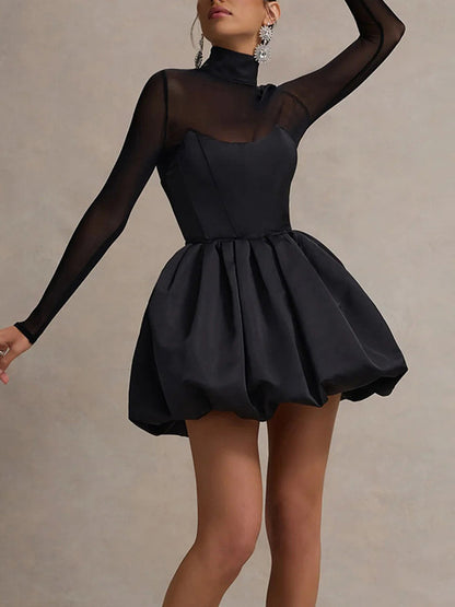 Socialite Style Bubble Hem Mesh Sexy Dress