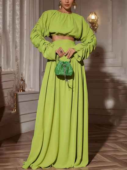 Elegant Pleated Tie High-Waisted Skirt