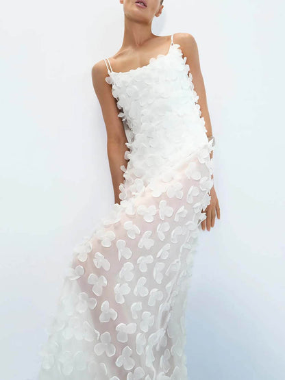 Delicate Floral Backless Chiffon Maxi Dress