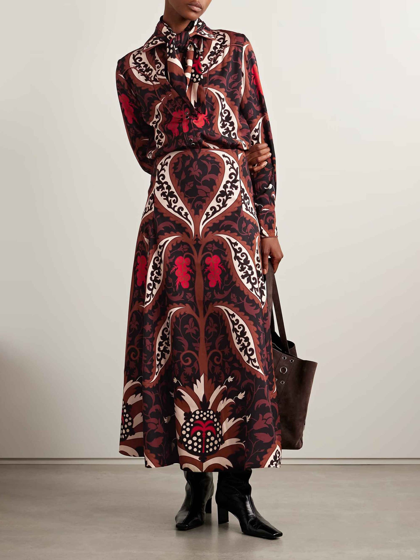 Retro Print Midi Skirt