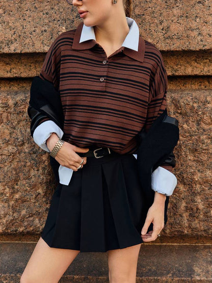 Knitted Striped Polo Shirt