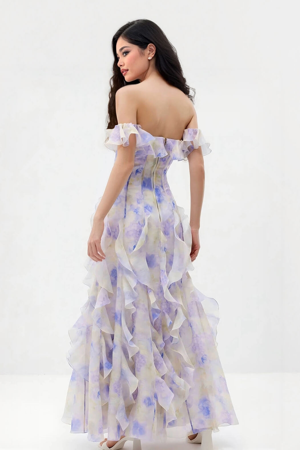 Casual Vacation-Style Strappy Floral Ruffle Maxi Dress