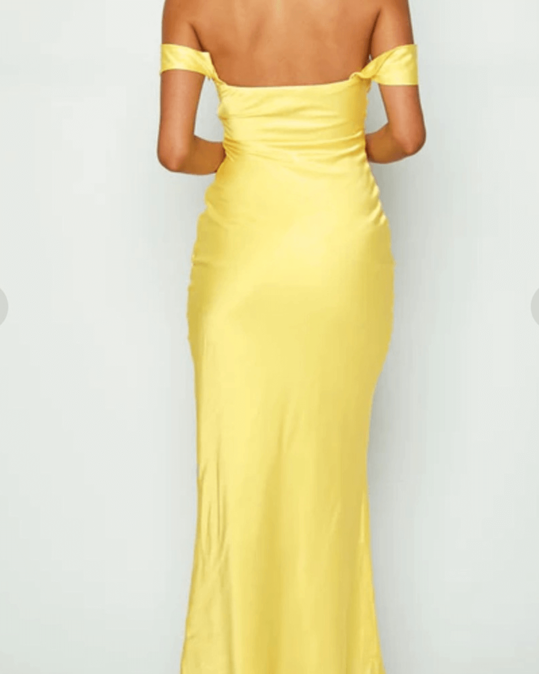 Light Yellow Off Shoulder Formal Maxi Dress