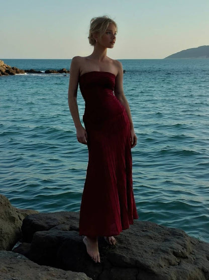 Slim-Fit Tube Top Knit Maxi Dress