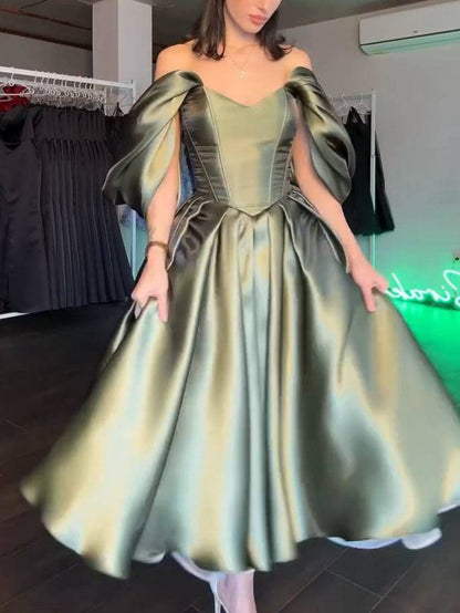 Tube Top High-waisted A- Line Midi Dress