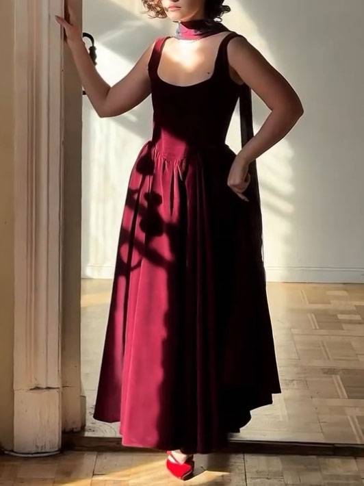 Velvet Scarf Design Sling Dress