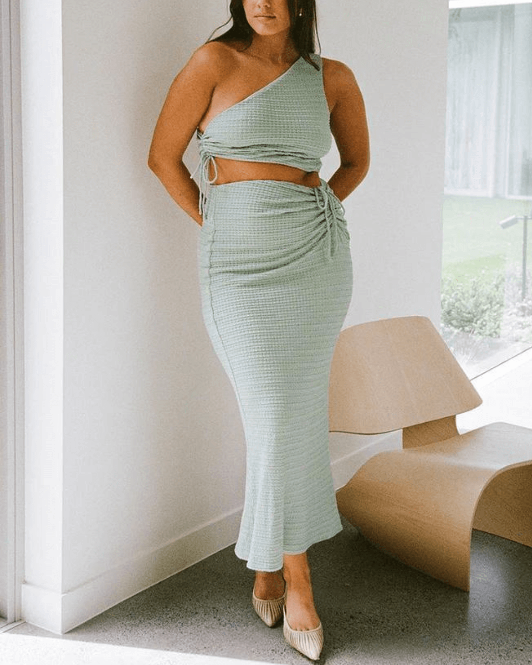 Stain One Shoulder Cut Out Maxi Dress