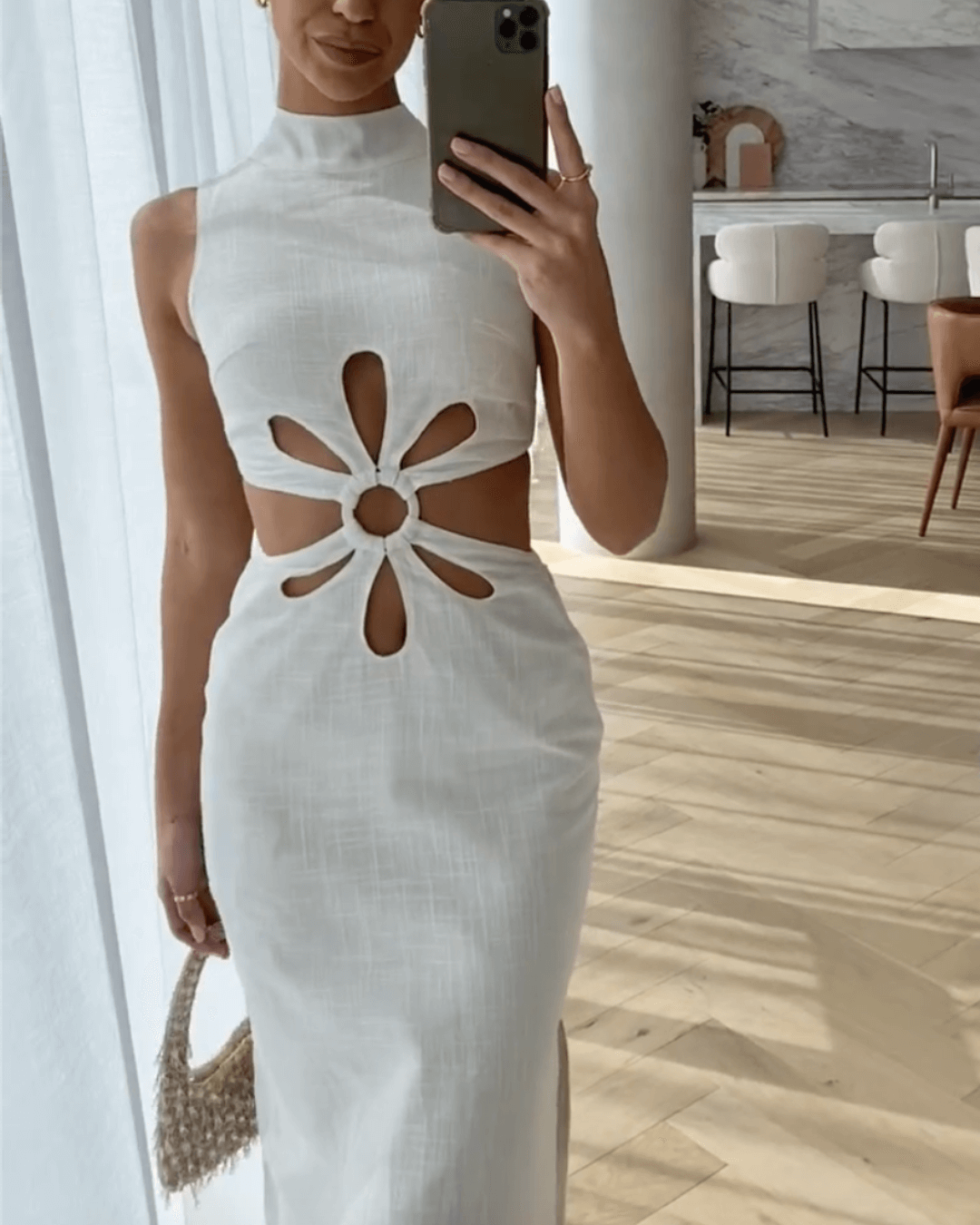 Sleeveless Cut Out Midi Dress