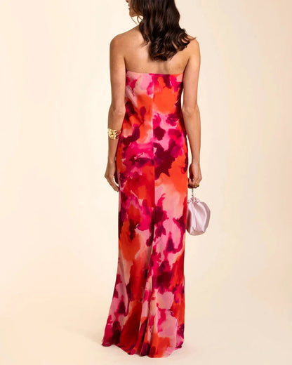 Elegant Vacation Strapless Print Dress