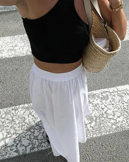 Casual Two-Piece Vest & Vented Skirt Set