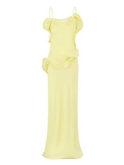 Playful Curled Hem Slim Fit Maxi Dress