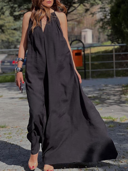 Elegant Off-Shoulder V-Neck A-Line Maxi Dress