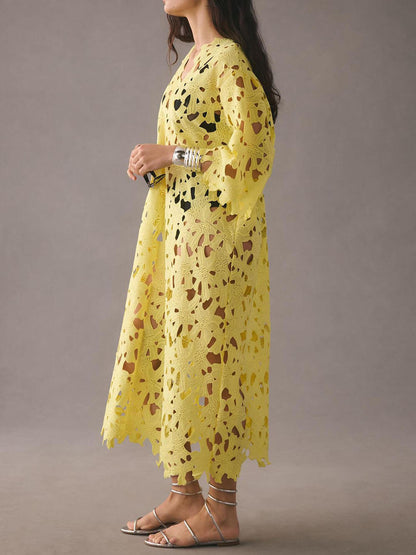 Lace Cover Up Beach Midi Dress