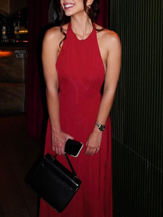 Halter Neck Strappy Sexy Backless Dress