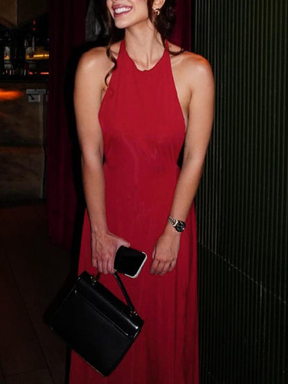 Halter Neck Strappy Sexy Backless Dress