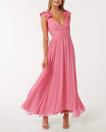 Ruffle Shoulder Maxi Dress