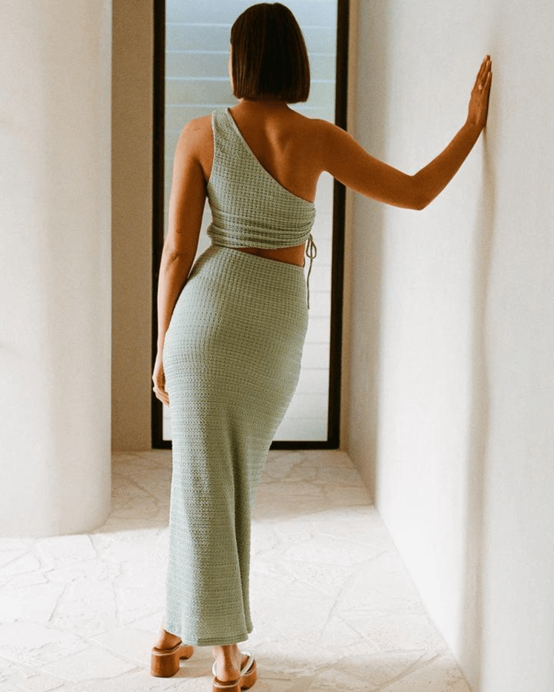 Stain One Shoulder Cut Out Maxi Dress