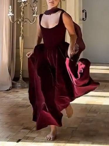 Velvet Scarf Design Sling Dress