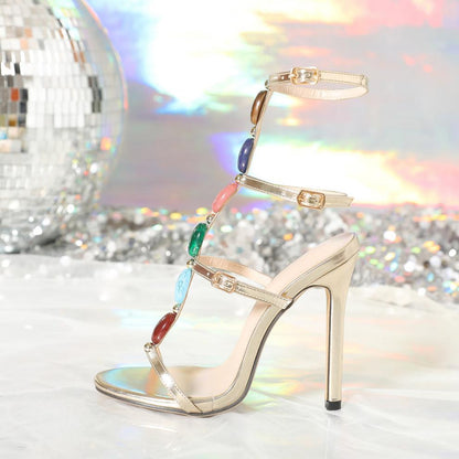 Sexy Pearl Buckle Sandals Stiletto Pumps
