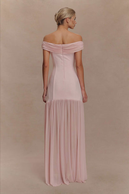 Elegant Floral-Embellished Strapless Bodycon Maxi Dress