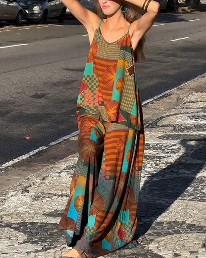 Resort style loose printed two piece set