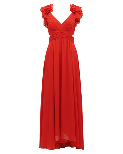 Ruffle Shoulder Maxi Dress