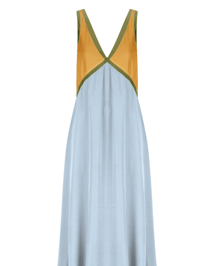 Chic V-neck contrasting color dress