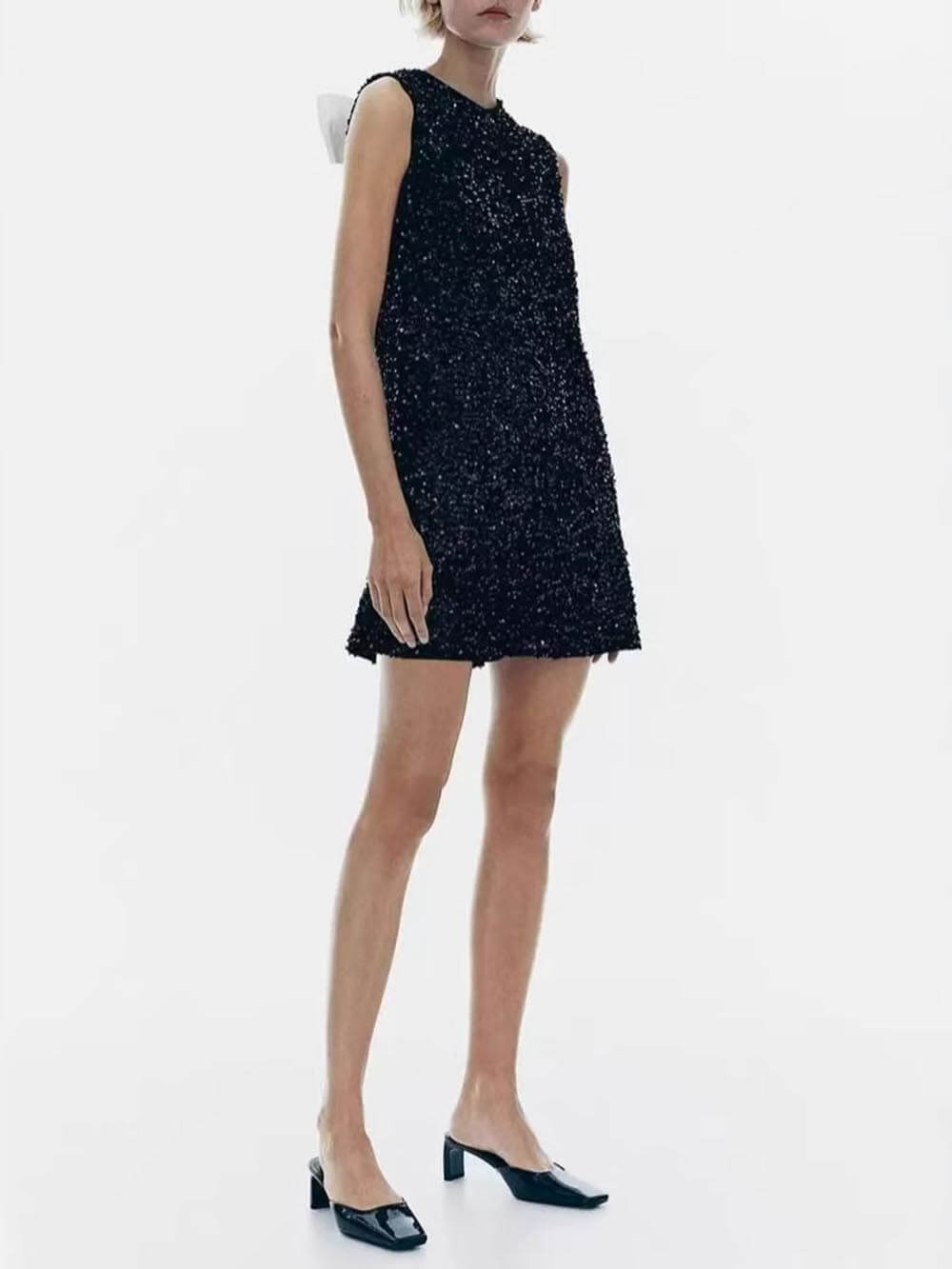 Sequined Tie-Back Bows Party Mini Dress