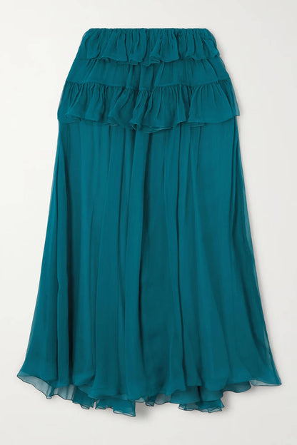 Exquisite Multi-Layered Pleated Chiffon Tulle Skirt