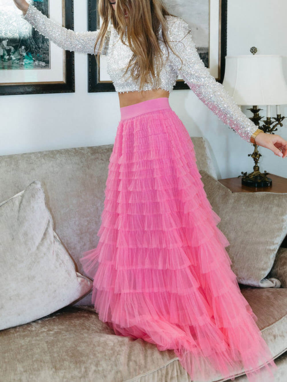 Mesh ruffle For The Frill Maxi Skirt