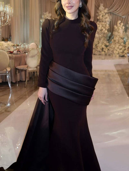 Pleated Ribbon Design Maxi Dress