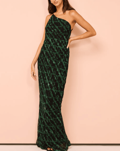 One Shoulder Cowl Back Maxi Dress