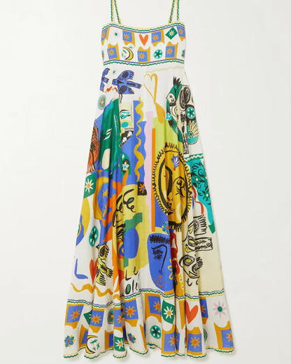 Chic Geometric Graffiti Prints Slip Dress