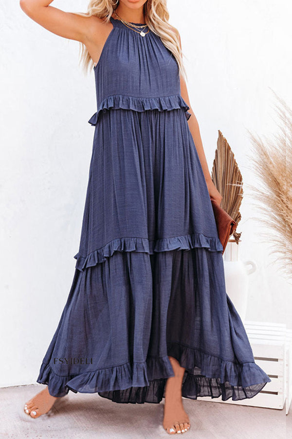 Irregular cake skirt sleeveless long mop skirt