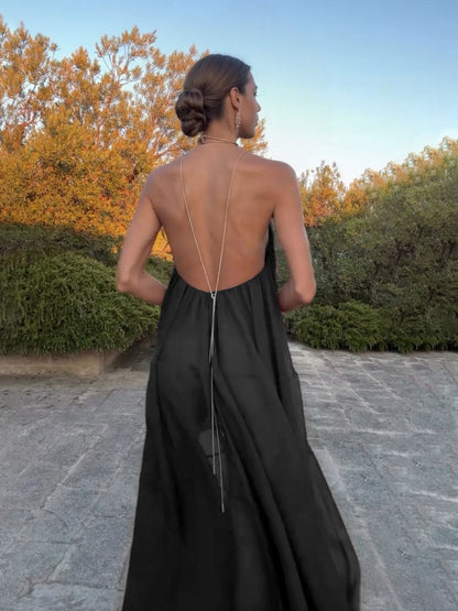 Elegant V-neck Chiffon Flowy Maxi Dress