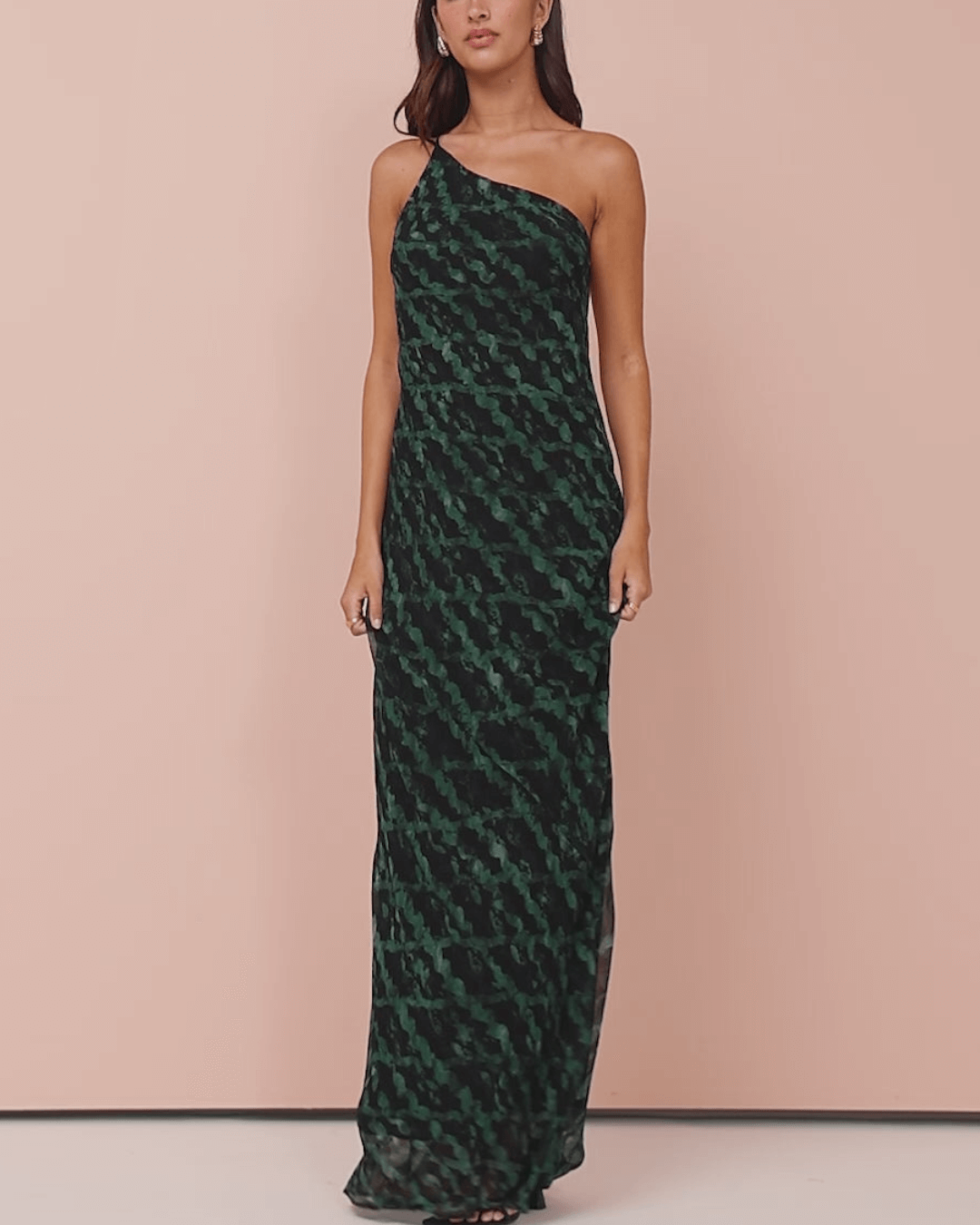 One Shoulder Cowl Back Maxi Dress