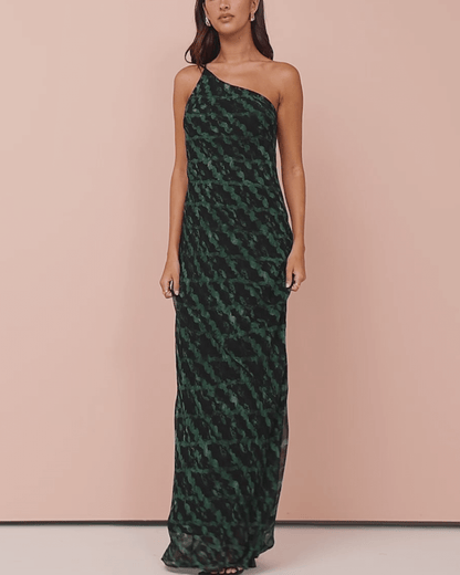 One Shoulder Cowl Back Maxi Dress