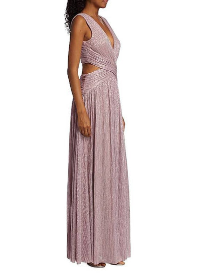 V-Neck Hollow Slit Maxi Dress