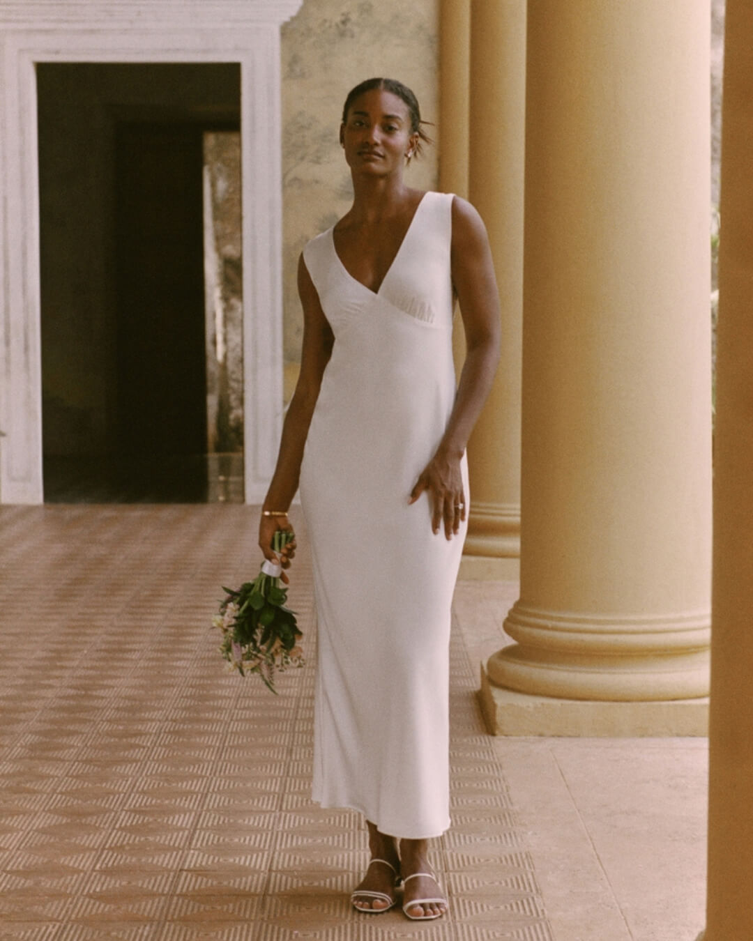 Plunge Cowl Back Maxi Dress