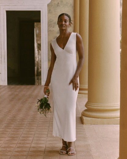 Plunge Cowl Back Maxi Dress