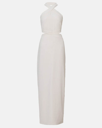 White Hanging Neck Dress