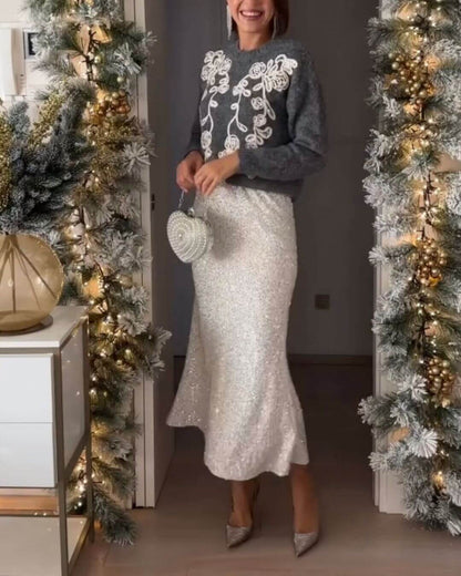 Elegant Floral Knit Top