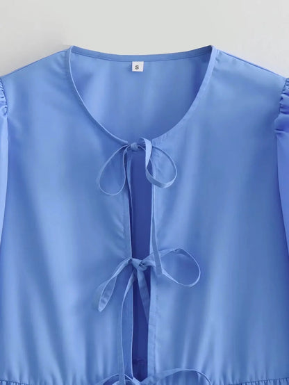 Fashion Bow Long Sleeve Shirt Top