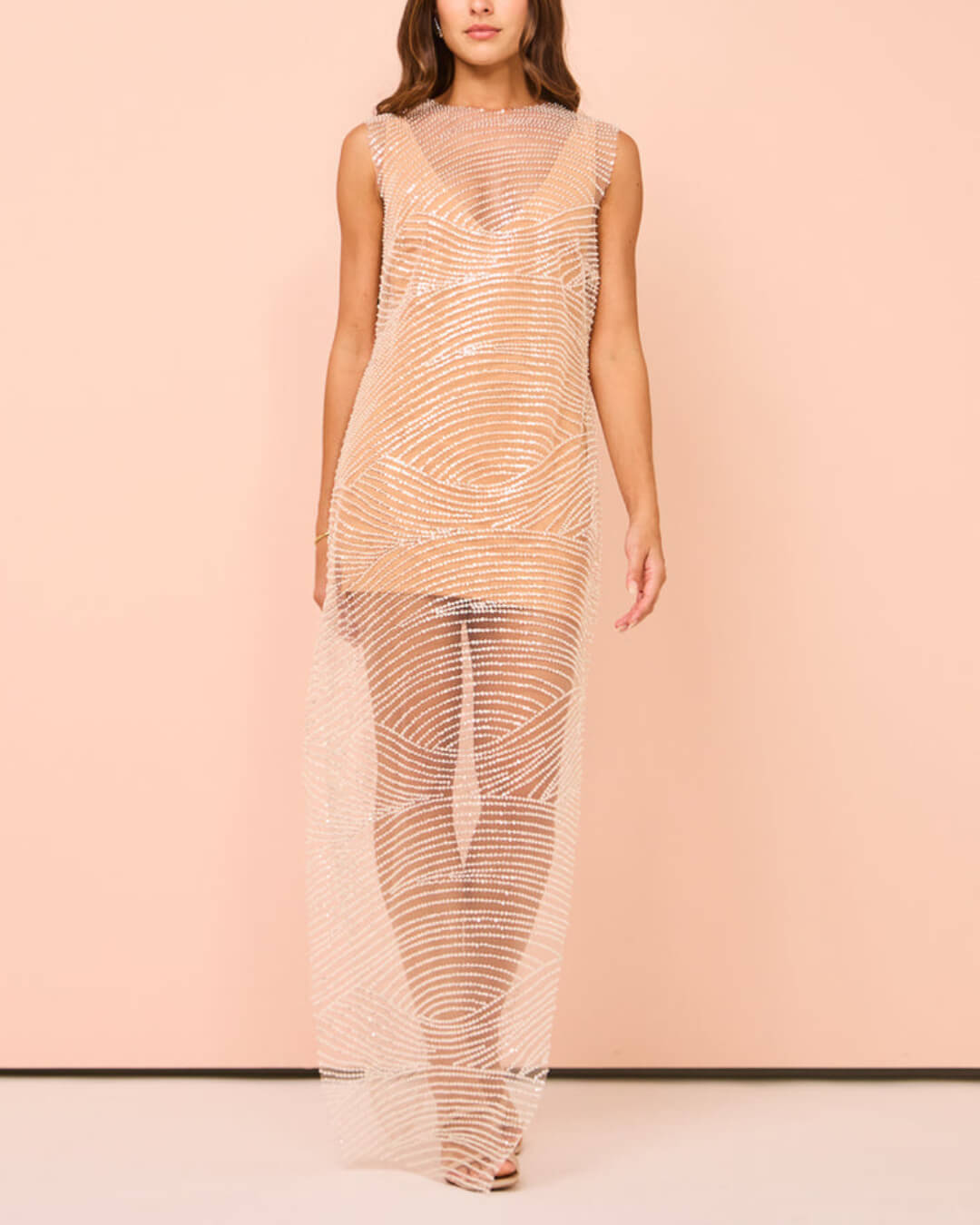 Plunging Neckline Detachable Mini Lining Maxi Dress