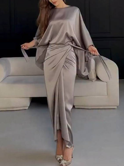 Minimalist Loose Shirt And Lace-up Skirt Suit-Shirt